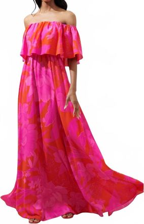 Sugarlips Rosalie Ruffle Maxi Dress In Red Fuschia