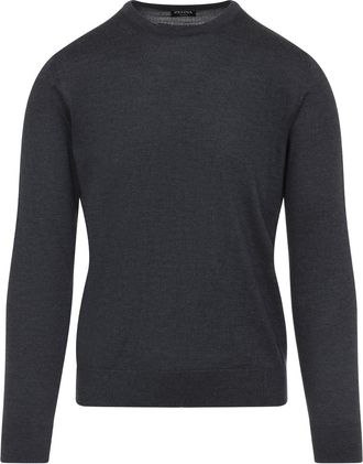 Ermenegildo Zegna Grey Cashseta Cashmere And Silk Pullover-Uomo