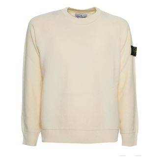 Stone Island Round-neck Knitwear, male, White, M, Crew Neck Jumper Naturale