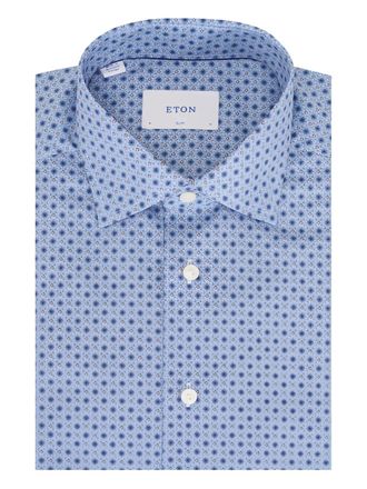 Eton floral-print shirt - men - Cotton - 16 - Blue