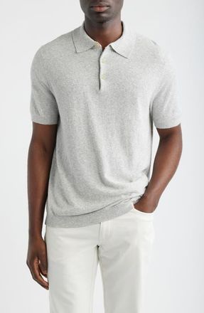 Scott Barber Solid Boucl&eacute; Polo in Silver at Nordstrom, Size Xx-Large