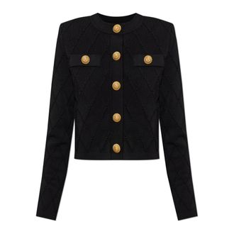 Balmain Cardigans, female, Black, Size: 2XS Cardigan with decorative buttons