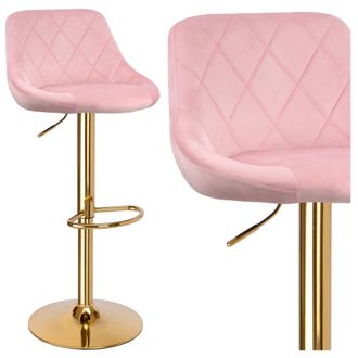 OEM Taburete De Bar Cydro Gold, Terciopelo Rosa Empolvado
