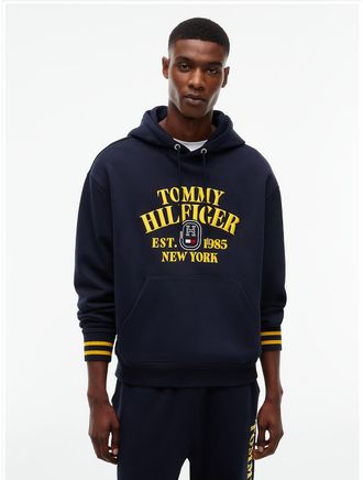 Tommy Hilfiger Mens Relaxed Fit Embroidered Logo Hoodie - Navy Blue - XL