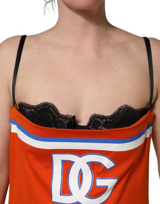 Dolce & Gabbana Womens Orange Cotton Superbowl Football Inspired Mini Dress Nylon Silk