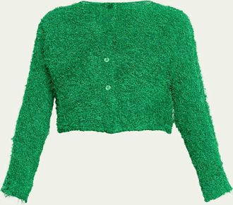 Issey Miyake Shifted Fuzzy Pleated Cardigan