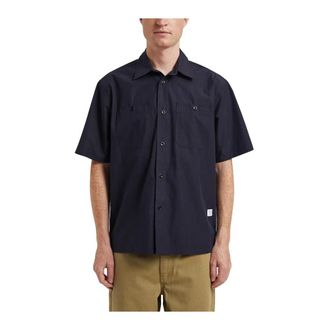 Norse Projects Tech Poplin SS Overhemd Donkerblauw - Heren - Korte mouwen Overhemden - Blauw - S - Katoen - Overhemden