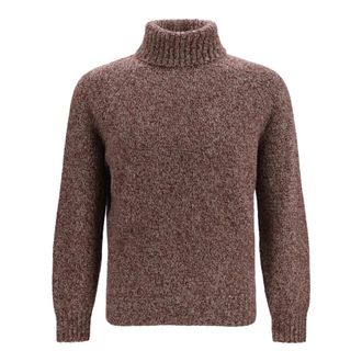 Brunello Cucinelli Maglione Dolcevita in Lana- Seta e Cashmere - - Knitwear - Uomo - Rosso - M