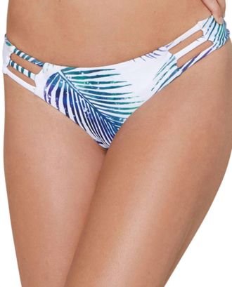 Stone Fox Swim Strappy Thong Bikini Bottom In Sfs Petrogleaf