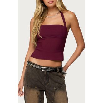 Edikted Dara Halter Top in Maroon at Nordstrom, Size X-Small