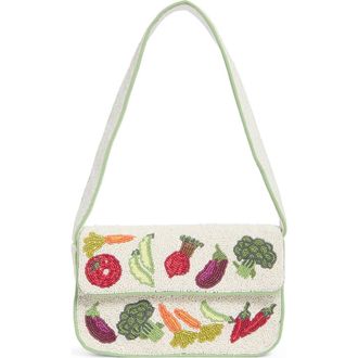 Collection XIIX Mixed Veggies Beaded Baguette Shoulder Bag in Ivory Multi at Nordstrom Rack