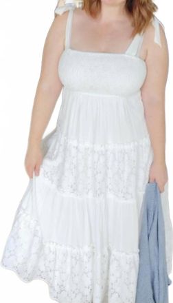 Hem & Thread Miss Daisy Midi Dress In White