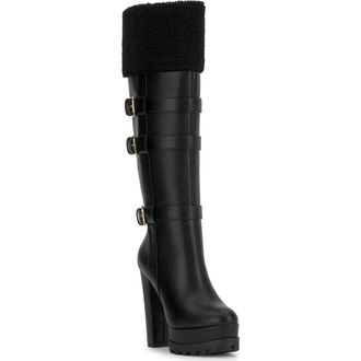 Jessica Simpson Imerald Faux Shearling Knee High Platform Boot in Black at Nordstrom Rack, Size 8.5