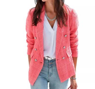 Lascana Double Breasted Boucle Blazer In Coral