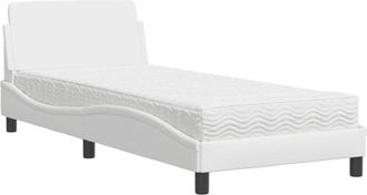 vidaXL Cama Con Colch&oacute;n Cuero Sint&eacute;tico Blanco 90x200 Cm Vidaxl