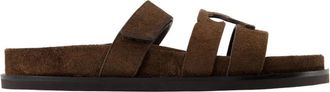 Tory Burch Bruin leren sportsandalen - Dames - Sandalen - Bruin - 35 1/2 EU - Leer - Schoenen