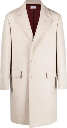 Brunello Cucinelli Mens Off White Single Breasted Coat, Size 46
