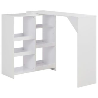 Berkfield Home Bar Table with Moveable Shelf White 138x39x110 cm | Size: 138 x 39 x 110 cm