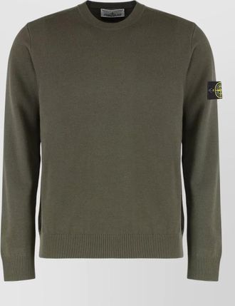 Stone Island wool crew neck sweater with ribbed cuffs