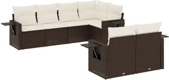 vidaXL Juego De Sof&aacute;s De Jard&iacute;n 7 Piezas Con Cojines Rat&aacute;n Pe Marr&oacute;n Vidaxl