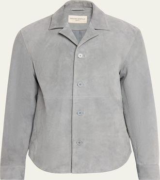 Officine G&eacute;n&eacute;rale Mens Grey Suede Julien Overshirt