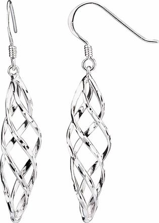 Gold & Honey Womens Diamond Cut Spiral Twist Dangle Earrings In Silver