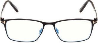 Tom Ford 54mm Rectangular Blue Light Blocking Glasses in Black /T Logo /Blue Block at Nordstrom