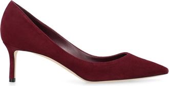 Jimmy Choo London Puntige Neus Su&egrave;de Stiletto Hakken Pumps - Dames - Pumps - Rood - 37 EU - Su&egrave;de - Schoenen
