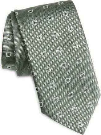 BOSS Geometric Silk Blend Jacquard Tie in Open Green at Nordstrom