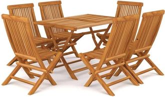 vidaXL 7 Piece Garden Dining Set Solid Teak Wood Vidaxl
