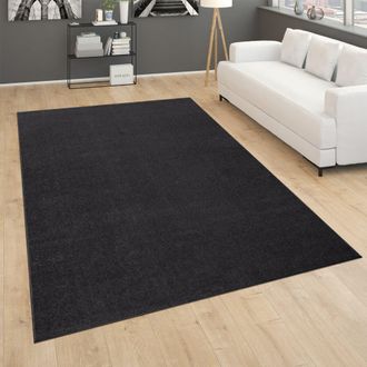 Paco Home Paco Home - Alfombra Sal&oacute;n Pelo Corto Dormitorio Moderno Motivo Monocolor Negro Gris 200x280 Cm
