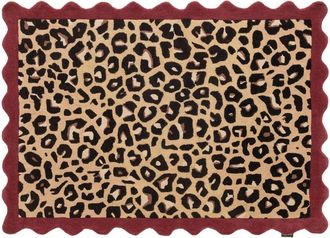 Nazar Rugs Alfombra lana tejida a mano motivo leopardo 200x290