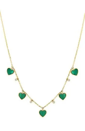 Effy Malachite Heart & Diamond Charm Necklace in Green at Nordstrom Rack