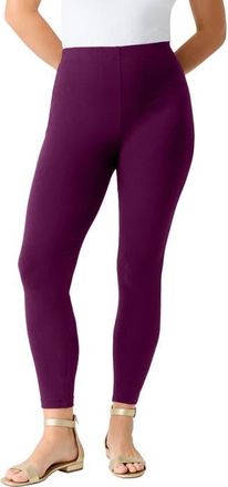 Roaman's Plus Size Essential Stretch Ankle Length Pull On Legging in Dark Berry at Nordstrom, Size Medium