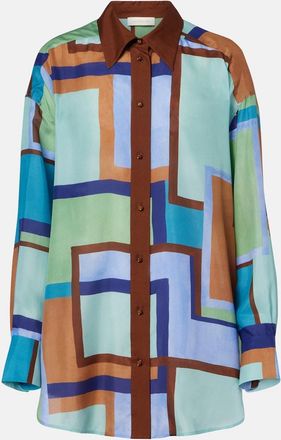 Zimmermann Como printed silk satin shirt