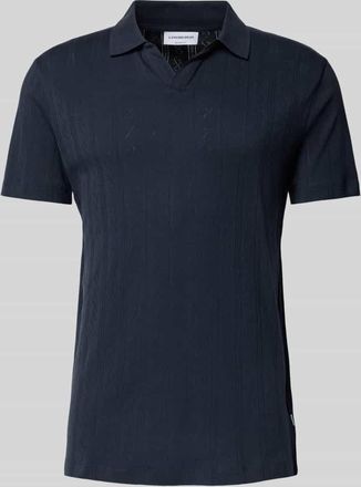 Lindbergh Lindbergh Regular Fit Poloshirt in Jaquard-Strick in Marine, Gr&ouml;&szlig;e XXXL
