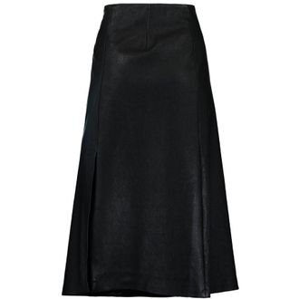 Brunello Cucinelli WomenS Black Linen Flared Skirt, Size 6