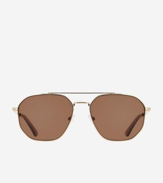 Cole Haan Womens Angular Navigator Sunglasses - Gold