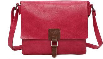 Generic Stylish and Sustainable Vegan Leather Crossbody PU Leather Satchel Bag: Ladies Shoulder Messenger - 27x23x3cm (Fuchsia)