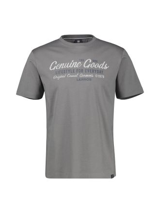 Lerros T-Shirt LERROS T-Shirt unifarben mit Print und 1/2-&Auml;rmeln, Herren, Gr. 4XL, basalt grau, 100% Baumwolle, Rundhals, Shirts T-Shirt