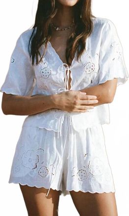 All That Remains Eta Embroidered Linen Shorts In Lys Epice Blanc