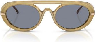 Armani AR8256 52mm Oval Sunglasses in Transparent Sand/blue at Nordstrom