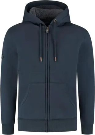 Superdry Navy Borg Gevoerde Hoodie - Heren - Vesten met rits - Blauw - L - Katoen - Hoodies & sweatvesten