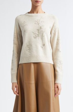 Altuzarra Paulie Beaded Virgin Wool Sweater in Ivory at Nordstrom, Size X-Small