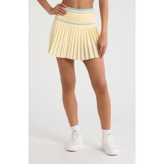 Zella Mixed Media Pleated Sport Skort in Yellow Flan at Nordstrom, Size X-Small