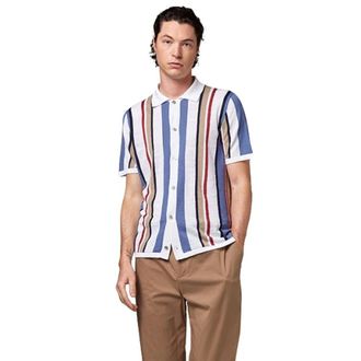 Alpha Studio Gebreid Shirt - Heren - Casual Overhemden - Veelkleurig - L - Katoen - Overhemden