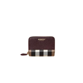 Burberry Portafoglio Zip in Pelle Check - - Accessories - Donna - Rosso - ONE SIZE