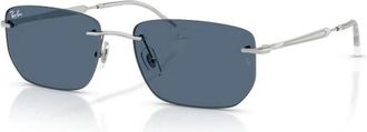 Ray-Ban Geometrische Metalen Zonnebril - unisex - Zonnebrillen - Grijs - 56 MM - Accessoires