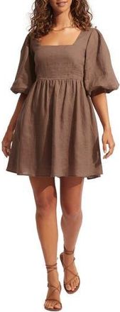 Seafolly Womens Beach Edit Shoreline Linen Cover-Up Dress in Chocolate at Nordstrom Rack, Size Small