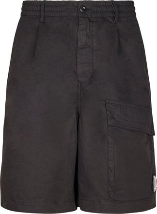 C.P. Company Boxy Black Shorts with Functional Lens Detailing